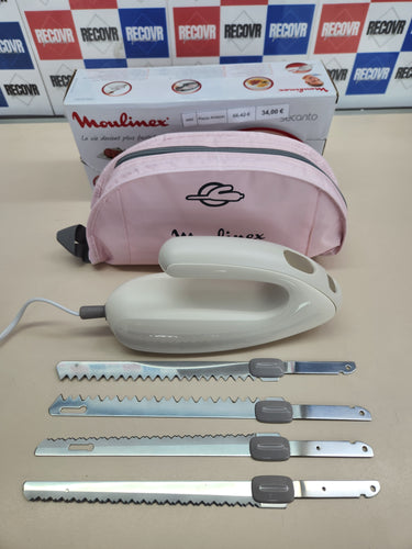 Cuchillo eléctrico 100W, con botón de eyección de las cuchillas, acero inoxidable, blanco Moulinex Secanto DJAC41